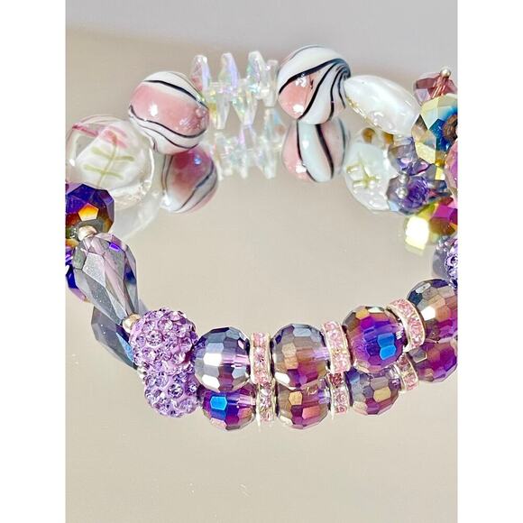 Purple Crystal Beaded Bracelet Set - Picture 8 of 16